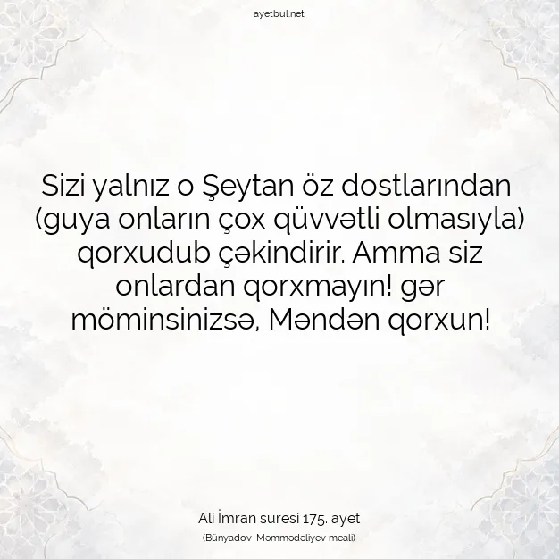 Ayetbul | Kuran Mealleri | Quran | Ali İmran suresi 175. ayet