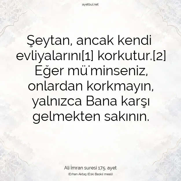 Ayetbul | Kuran Mealleri | Quran | Ali İmran suresi 175. ayet