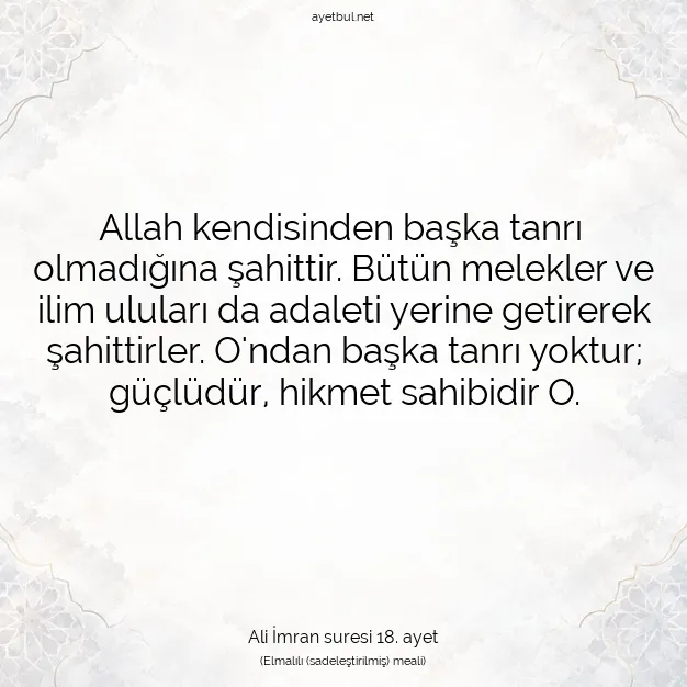 Ayetbul | Kuran Mealleri | Quran | Ali İmran suresi 18. ayet