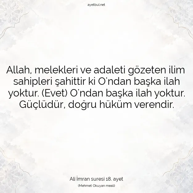 Ayetbul | Kuran Mealleri | Quran | Ali İmran suresi 18. ayet