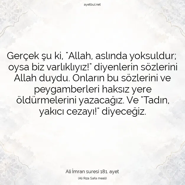 Ayetbul | Kuran Mealleri | Quran | Ali İmran suresi 181. ayet