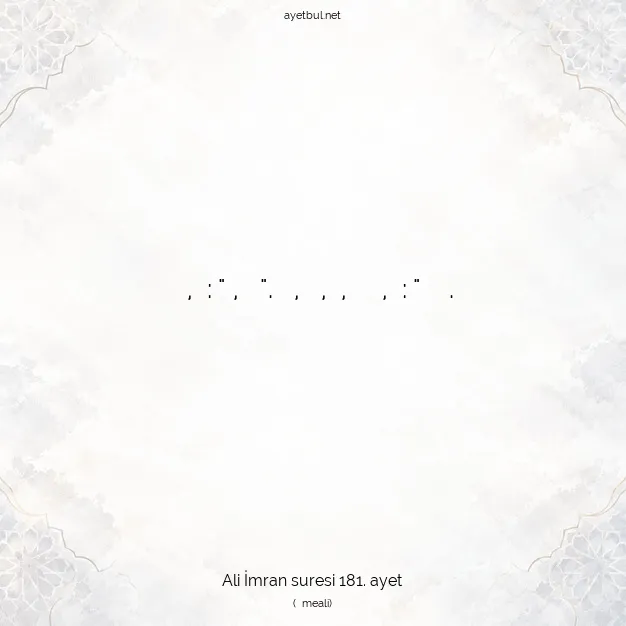 Ayetbul | Kuran Mealleri | Quran | Ali İmran suresi 181. ayet