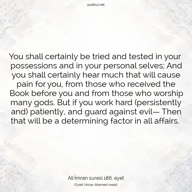 Ayetbul | Kuran Mealleri | Quran | Ali İmran suresi 186. ayet