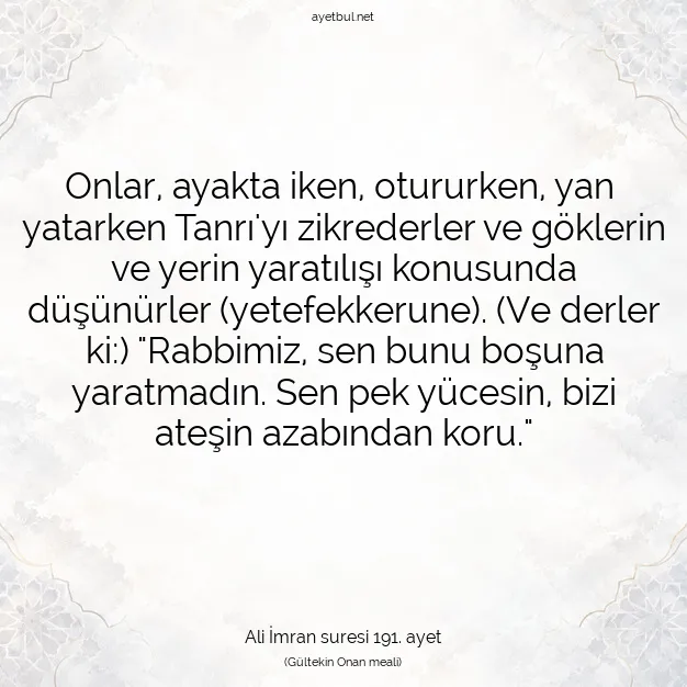 Ayetbul | Kuran Mealleri | Quran | Ali İmran suresi 191. ayet