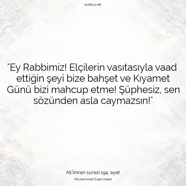 Ayetbul | Kuran Mealleri | Quran | Ali İmran suresi 194. ayet