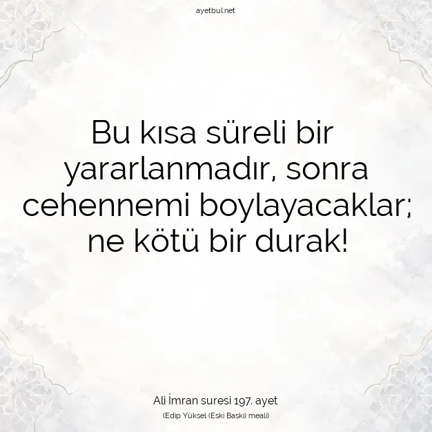Ayetbul | Kuran Mealleri | Quran | Ali İmran suresi 197. ayet