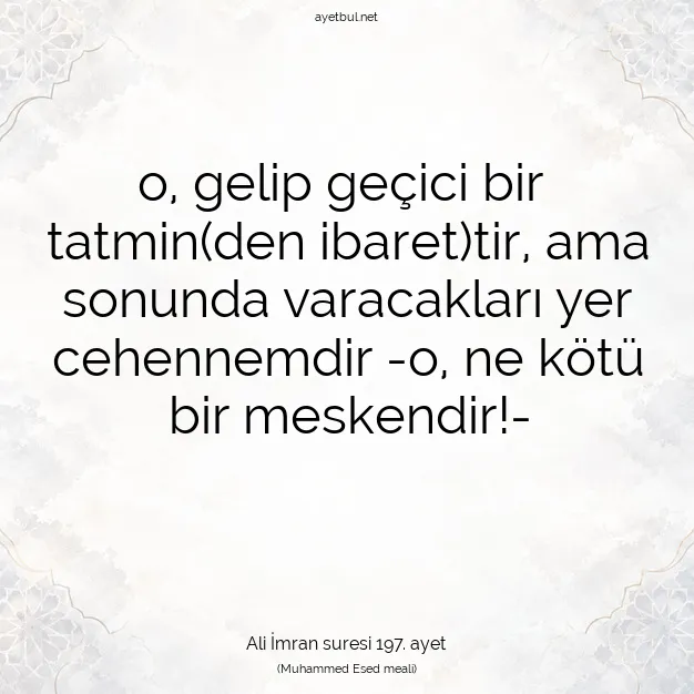 Ayetbul | Kuran Mealleri | Quran | Ali İmran suresi 197. ayet
