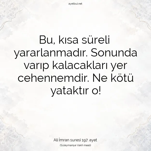 Ayetbul | Kuran Mealleri | Quran | Ali İmran suresi 197. ayet