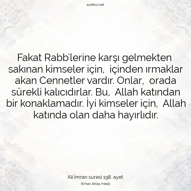 Ayetbul | Kuran Mealleri | Quran | Ali İmran suresi 198. ayet