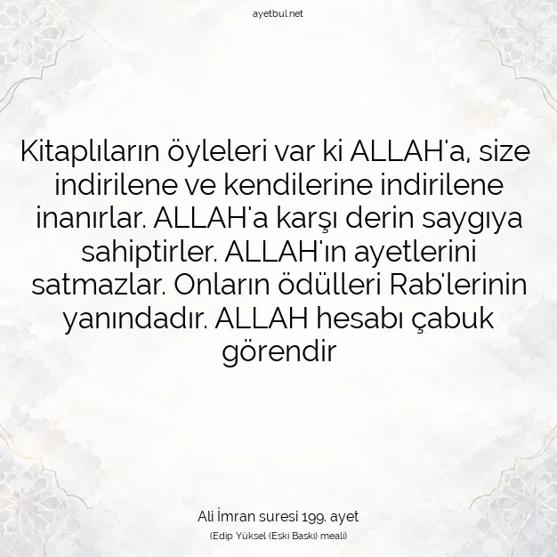 Ayetbul | Kuran Mealleri | Quran | Ali İmran suresi 199. ayet