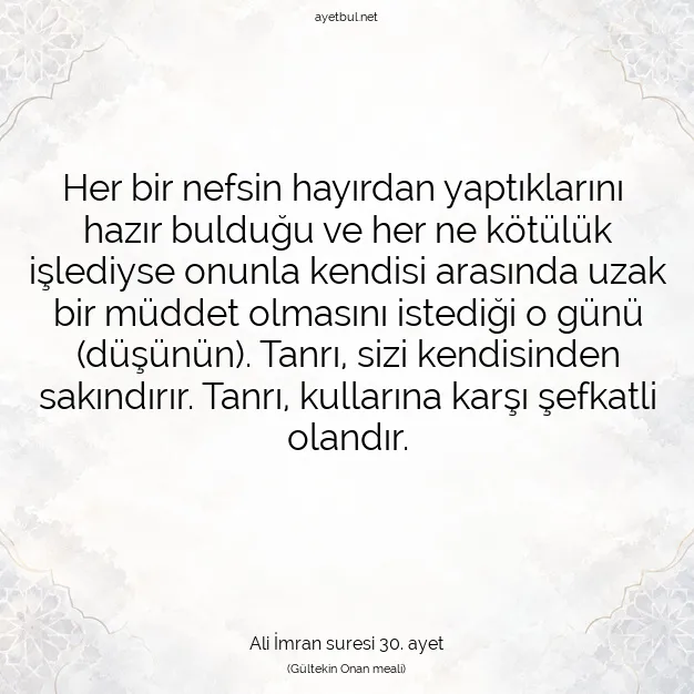 Ayetbul | Kuran Mealleri | Quran | Ali İmran suresi 30. ayet