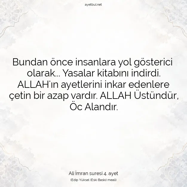 Ayetbul | Kuran Mealleri | Quran | Ali İmran suresi 4. ayet