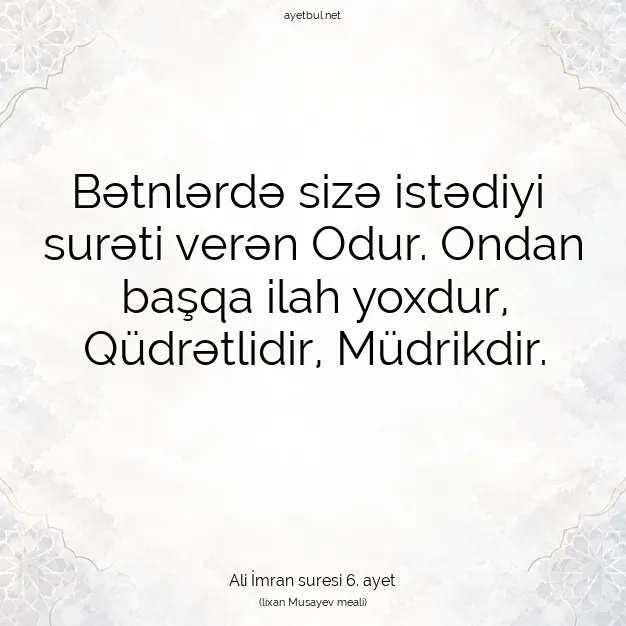 Ayetbul | Kuran Mealleri | Quran | Ali İmran suresi 6. ayet