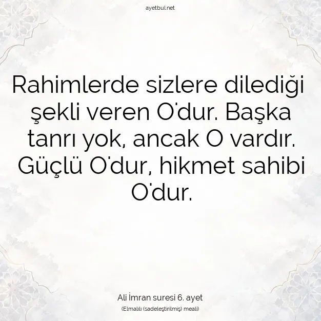 Ayetbul | Kuran Mealleri | Quran | Ali İmran suresi 6. ayet