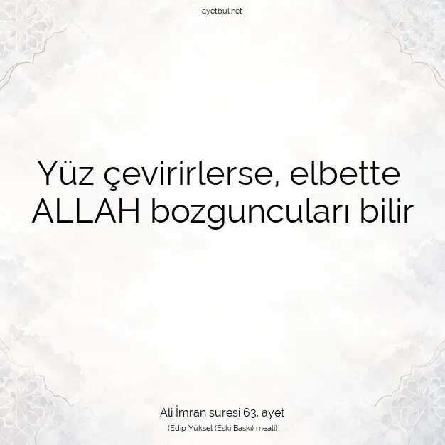 Ayetbul | Kuran Mealleri | Quran | Ali İmran suresi 63. ayet