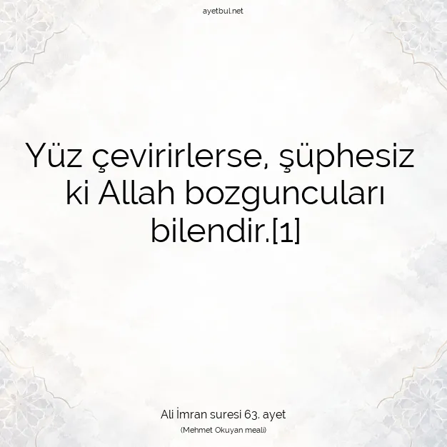 Ayetbul | Kuran Mealleri | Quran | Ali İmran suresi 63. ayet