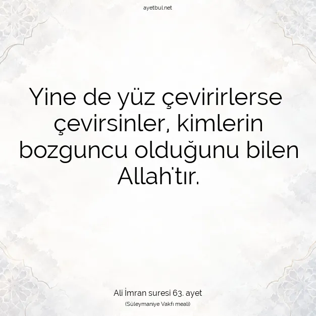 Ayetbul | Kuran Mealleri | Quran | Ali İmran suresi 63. ayet
