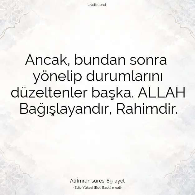 Ayetbul | Kuran Mealleri | Quran | Ali İmran suresi 89. ayet