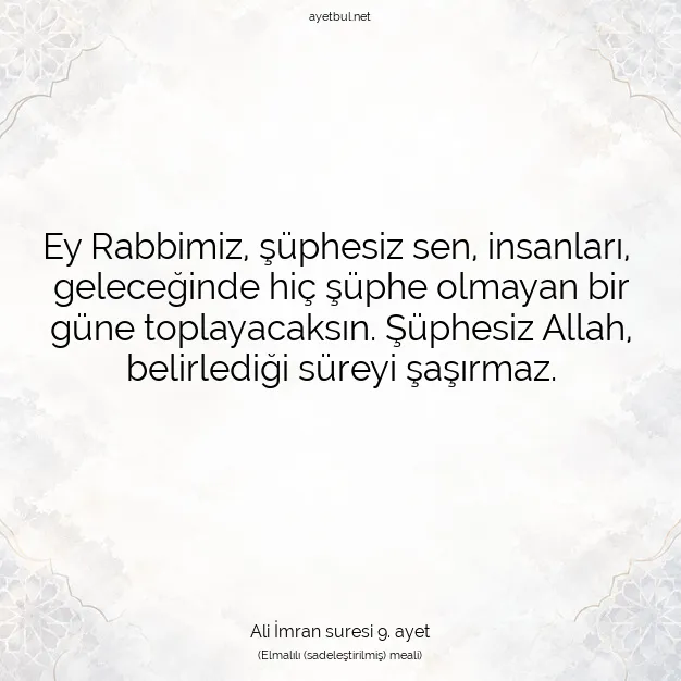 Ayetbul | Kuran Mealleri | Quran | Ali İmran suresi 9. ayet