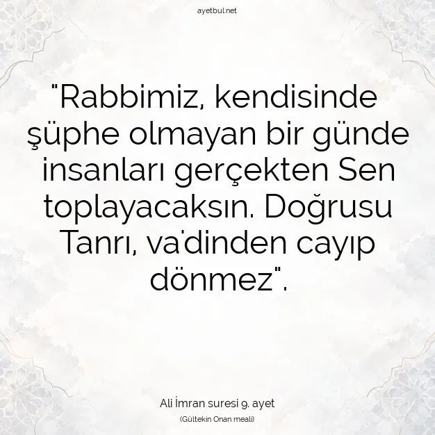 Ayetbul | Kuran Mealleri | Quran | Ali İmran suresi 9. ayet