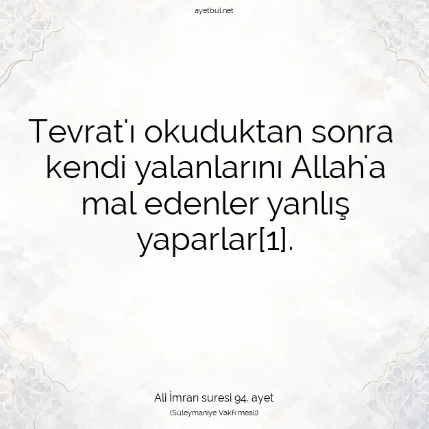 Ayetbul | Kuran Mealleri | Quran | Ali İmran suresi 94. ayet