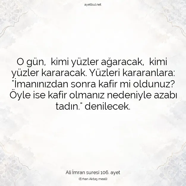 Ayetbul | Kuran Mealleri | Quran | Ali İmran suresi 106. ayet