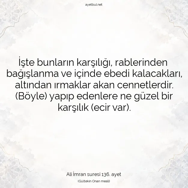 Ayetbul | Kuran Mealleri | Quran | Ali İmran suresi 136. ayet