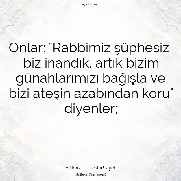Ayetbul | Kuran Mealleri | Quran | Ali İmran suresi 16. ayet