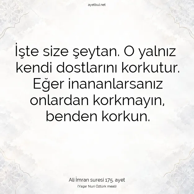 Ayetbul | Kuran Mealleri | Quran | Ali İmran suresi 175. ayet