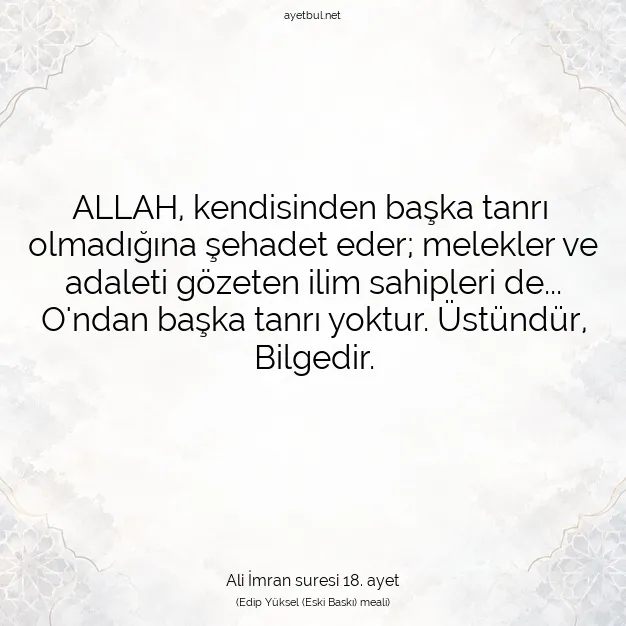 Ayetbul | Kuran Mealleri | Quran | Ali İmran suresi 18. ayet