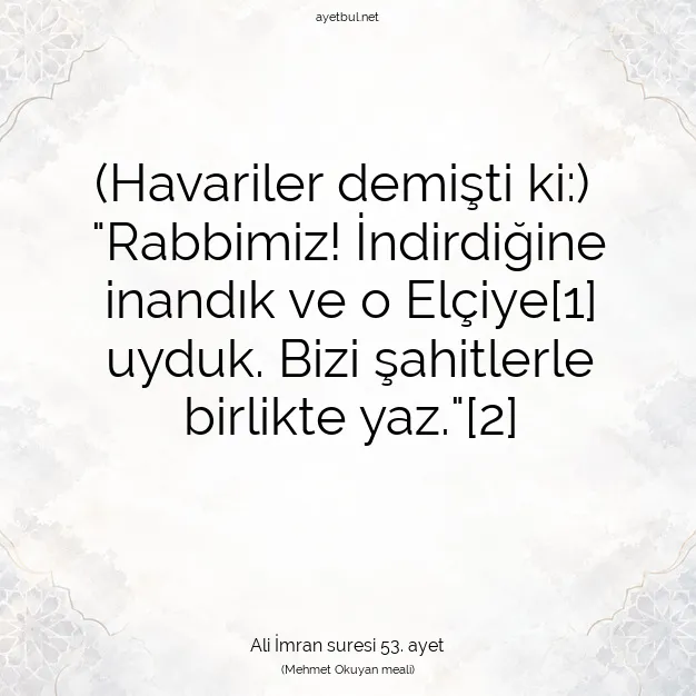 Ayetbul | Kuran Mealleri | Quran | Ali İmran suresi 53. ayet