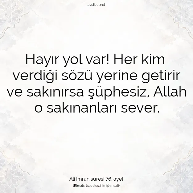 Ayetbul | Kuran Mealleri | Quran | Ali İmran suresi 76. ayet