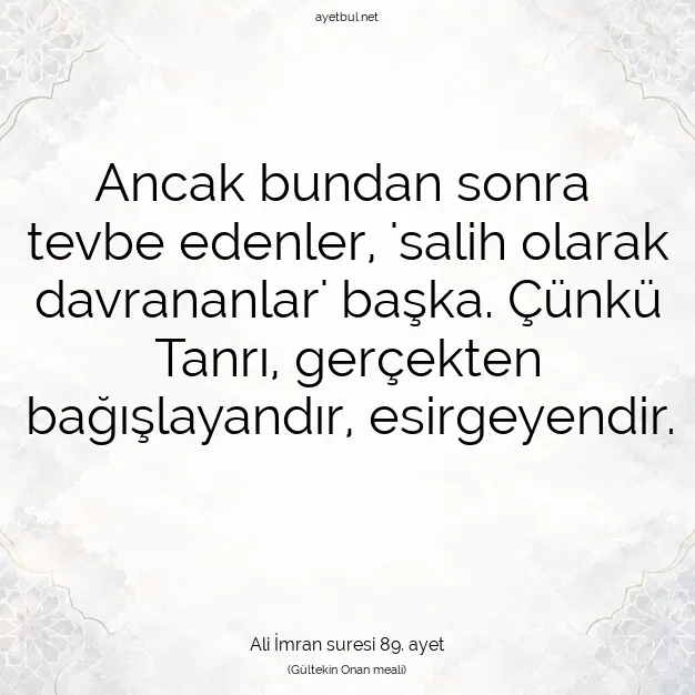 Ayetbul | Kuran Mealleri | Quran | Ali İmran suresi 89. ayet