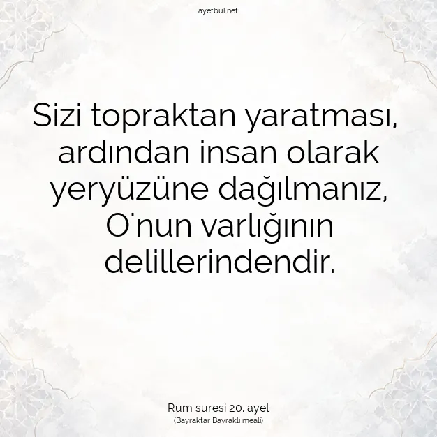 Ayetbul | Kuran Mealleri | Quran | Rum suresi 20. ayet