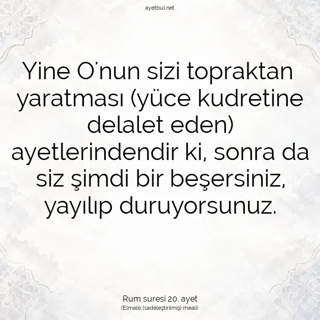 Ayetbul | Kuran Mealleri | Quran | Rum suresi 20. ayet