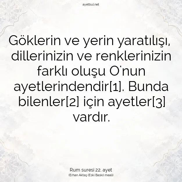 Ayetbul | Kuran Mealleri | Quran | Rum suresi 22. ayet