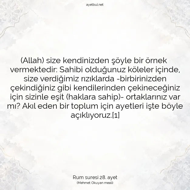 Ayetbul | Kuran Mealleri | Quran | Rum suresi 28. ayet