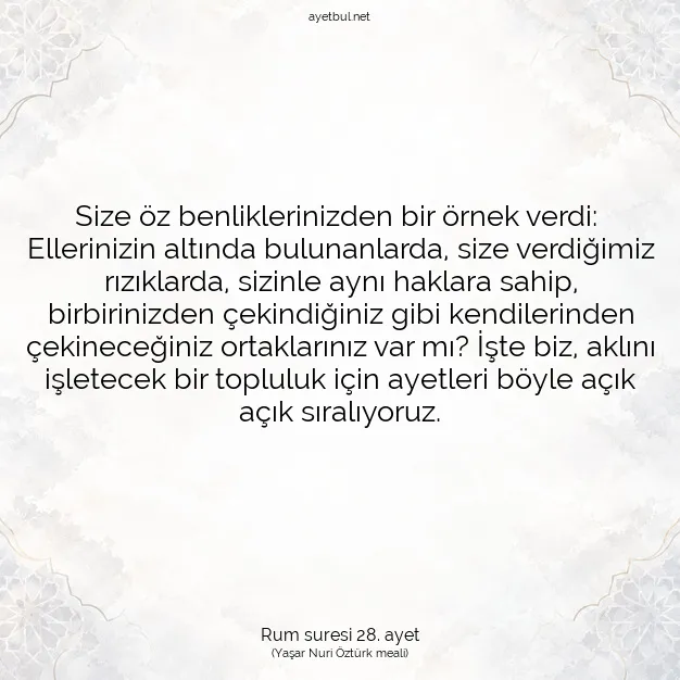Ayetbul | Kuran Mealleri | Quran | Rum suresi 28. ayet