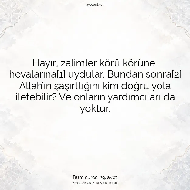 Ayetbul | Kuran Mealleri | Quran | Rum suresi 29. ayet