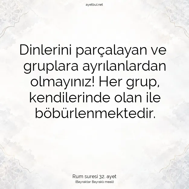 Ayetbul | Kuran Mealleri | Quran | Rum suresi 32. ayet