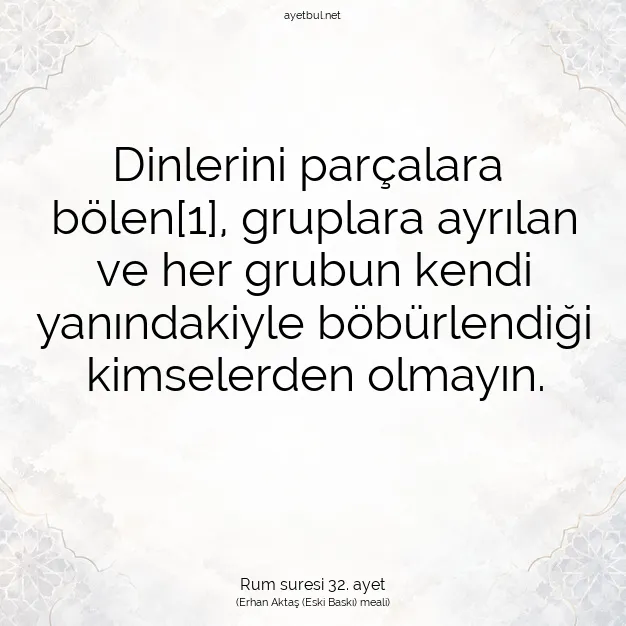 Ayetbul | Kuran Mealleri | Quran | Rum suresi 32. ayet