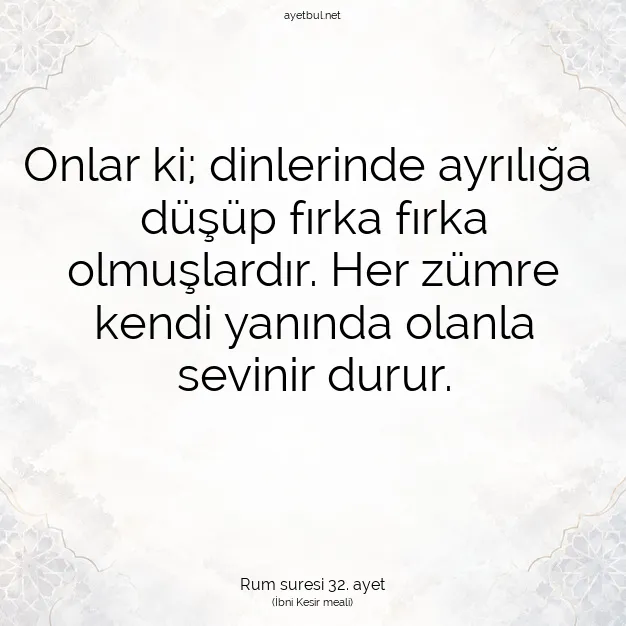 Ayetbul | Kuran Mealleri | Quran | Rum suresi 32. ayet