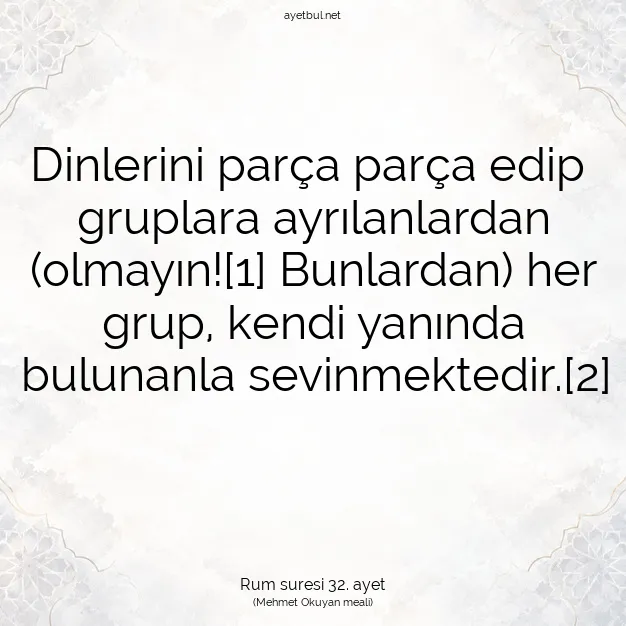Ayetbul | Kuran Mealleri | Quran | Rum suresi 32. ayet