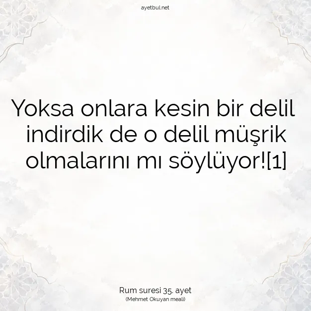 Ayetbul | Kuran Mealleri | Quran | Rum suresi 35. ayet