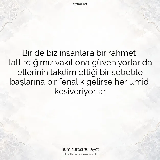 Ayetbul | Kuran Mealleri | Quran | Rum suresi 36. ayet