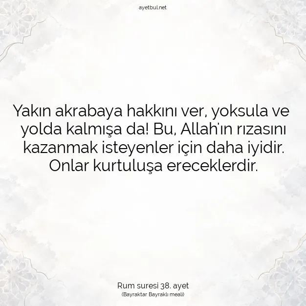 Ayetbul | Kuran Mealleri | Quran | Rum suresi 38. ayet