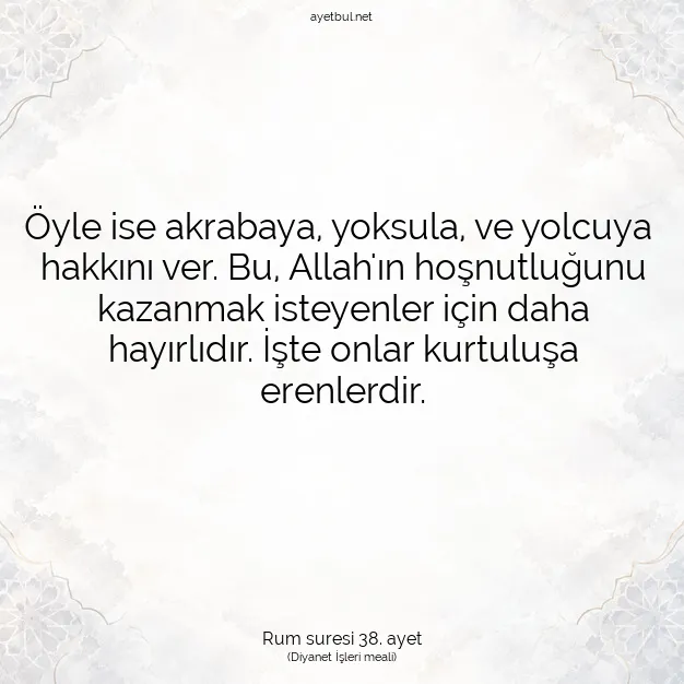 Ayetbul | Kuran Mealleri | Quran | Rum suresi 38. ayet