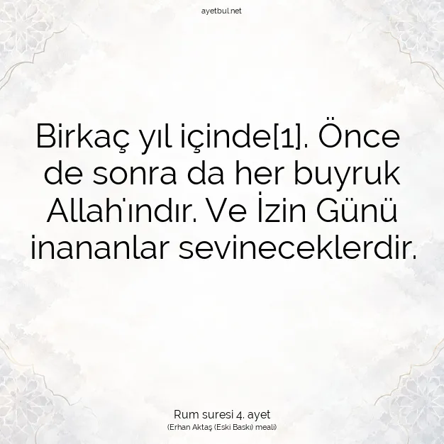 Ayetbul | Kuran Mealleri | Quran | Rum suresi 4. ayet