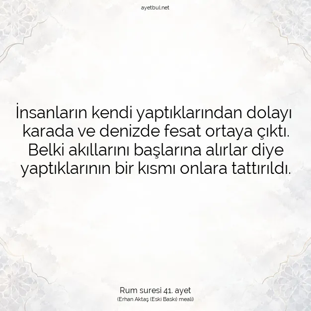 Ayetbul | Kuran Mealleri | Quran | Rum suresi 41. ayet