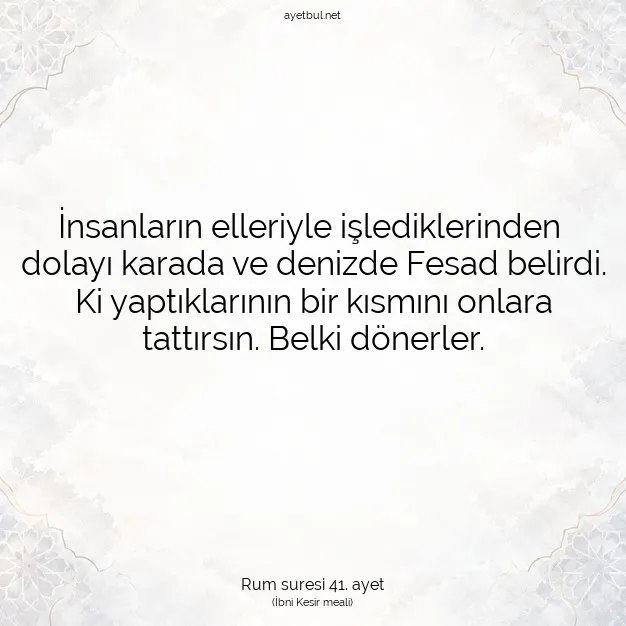 Ayetbul | Kuran Mealleri | Quran | Rum suresi 41. ayet